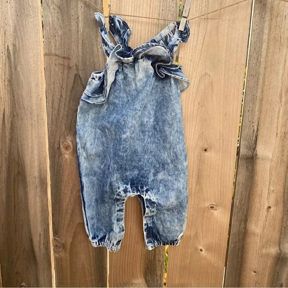 7 For All Mankind Acid Wash chambray Romper 3-6 months NWT